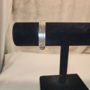 Antique British Hand Etched 1908 Bangle Bracelet